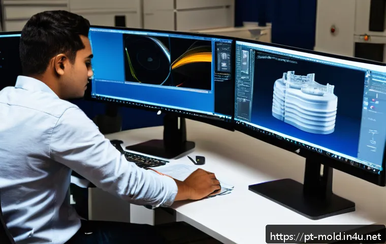 금형설계기능사로 실무 경험 쌓는 방법 - A modern engineering workspace featuring a young Brazilian design trainee actively working on a 3D C...