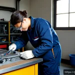 금형설계기능사와 금형 설계 소프트웨어 비교 - Photorealistic Portuguese vocational training workshop in Porto, focused on a young adult mold-desig...